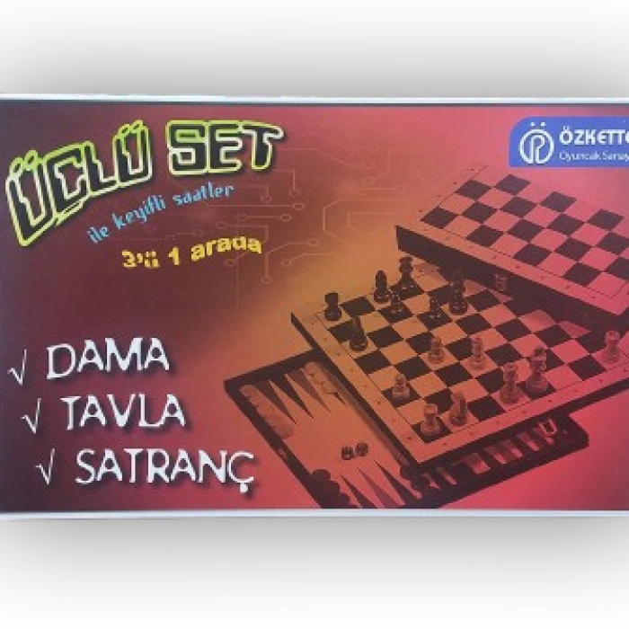 Dama Tavla Satranç Üçlü Set Takım Oyunu