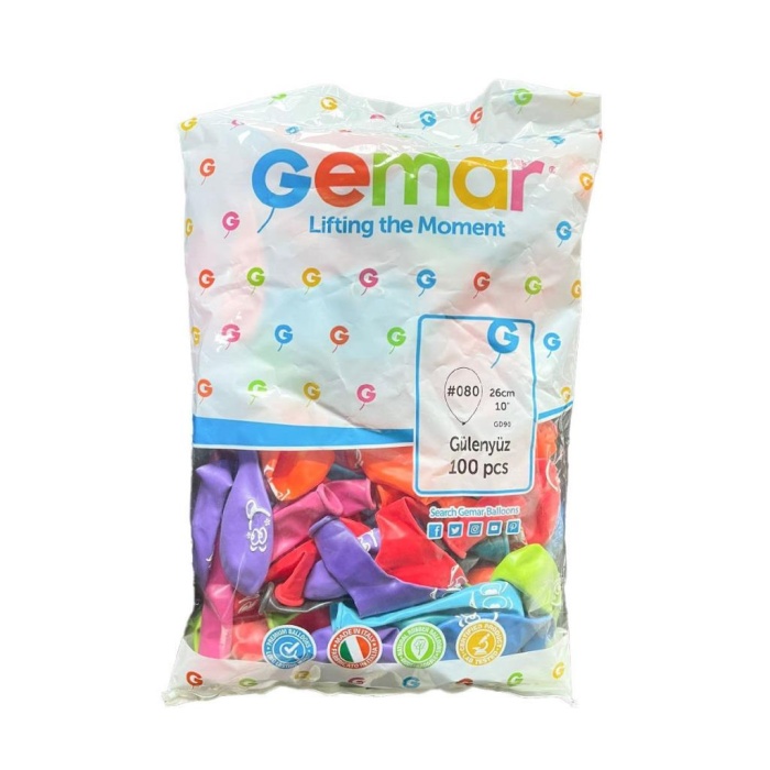 HediyeCantam GD-90G Gülenyüz Balon 100 Adet -Dinamik Oyuncak