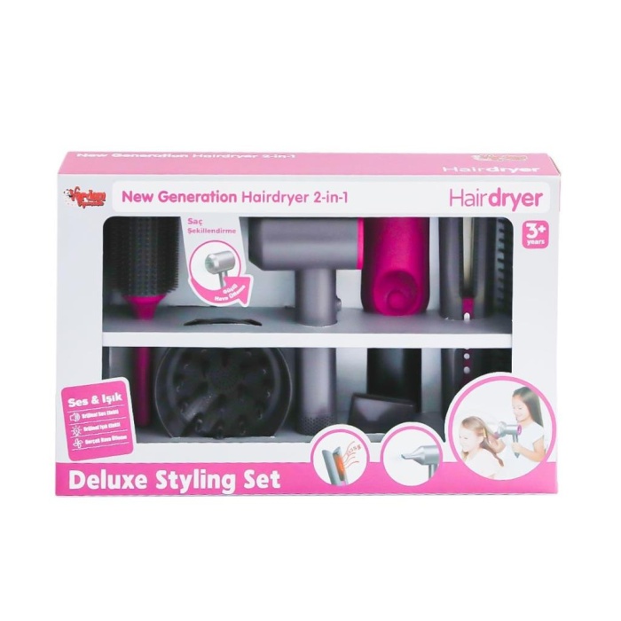 HediyeCantam HUA-1019 Sesli ve Işıklı 2IN1 Lüks Saç Şekillendirici Set -Vardem Oyuncak