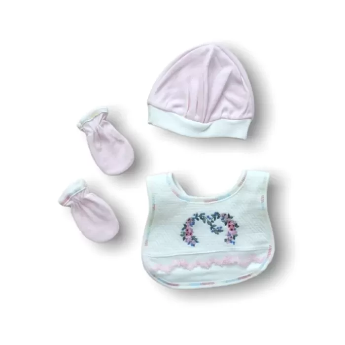 Anadolunun Kalbi Nakışlı %100 Cotton Antibakteriyel 5li Zıbın Takımı Hastane Çıkışı Pembe