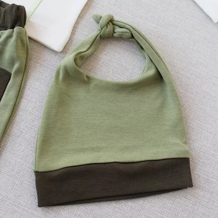 Gentleman Erkek Nakışlı Şapkalı Uzun Kollu Sweat 3lü Erkek Bebek Takımı Yeşil