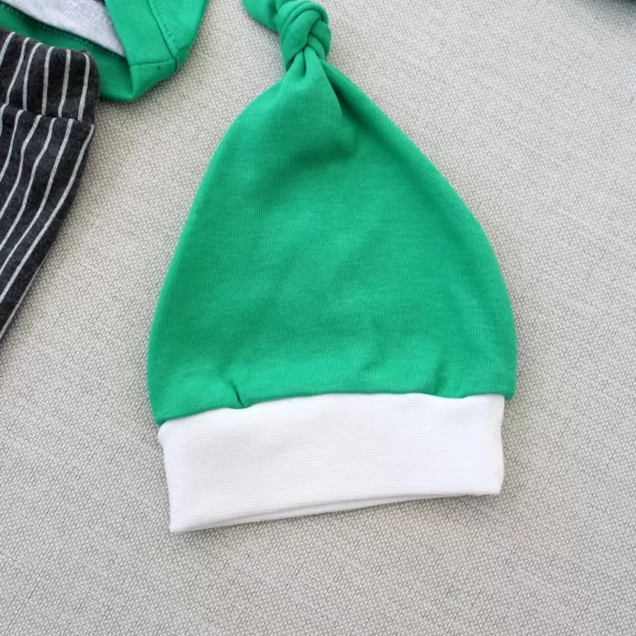 Şımarık Tavşan Nakışlı Şapkalı Uzun Kollu Sweat 3lü Kız-erkek Bebek Takımı Yeşil