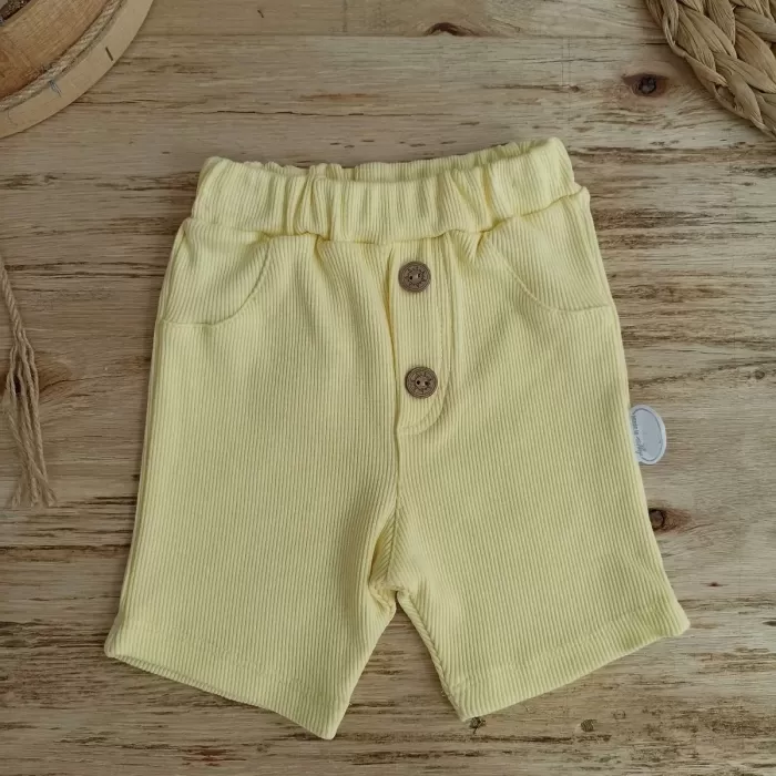 Ananas Baskılı Şort Tişört 2 Li Kız Erkek Bebek Takımı Sarı