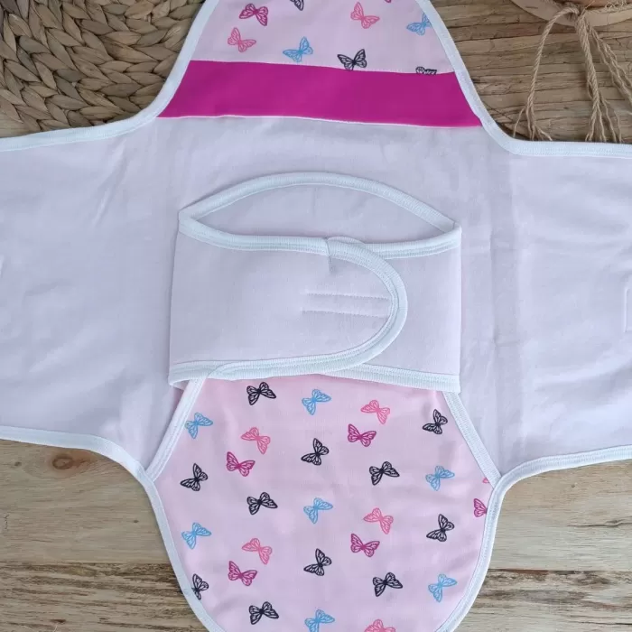 Yenidoğan İlk Baharın Ceylanı Nakışlı Çıt Çıt Kapama Bebek Kundak Pembe