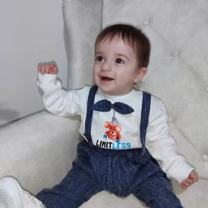 Papyonlu Sweat Kot Pantolon 2li Erkek Bebek Salopet Takımı Lacivert