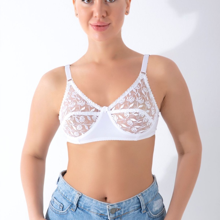 Beyaz Dantelli Toparlayıcı Sütyen - 506