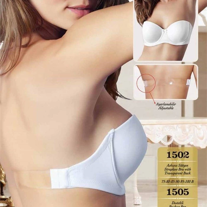 Hediye Cantam 1505 Straplez Sırt Şeffaf Sütyen