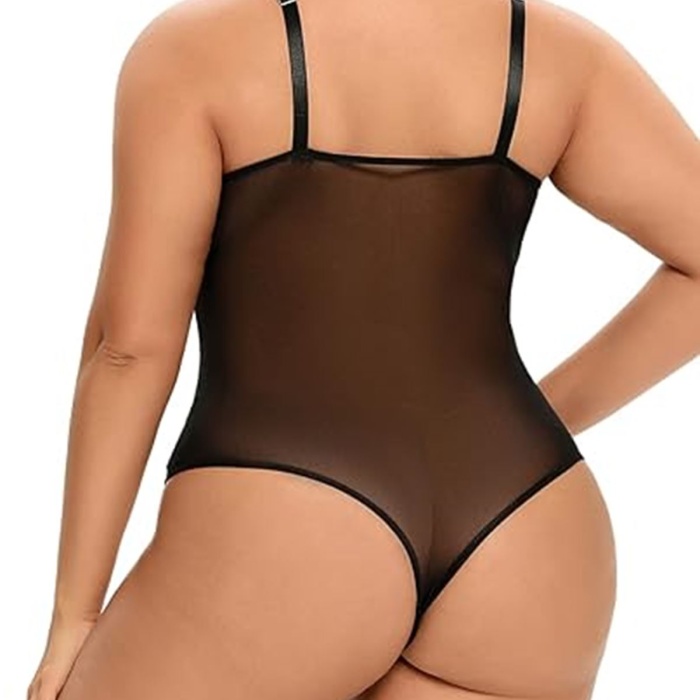 Kadın Büyük Beden Dantelli Seksi Babydoll Bodysuit Fantezi Erotik Kostüm