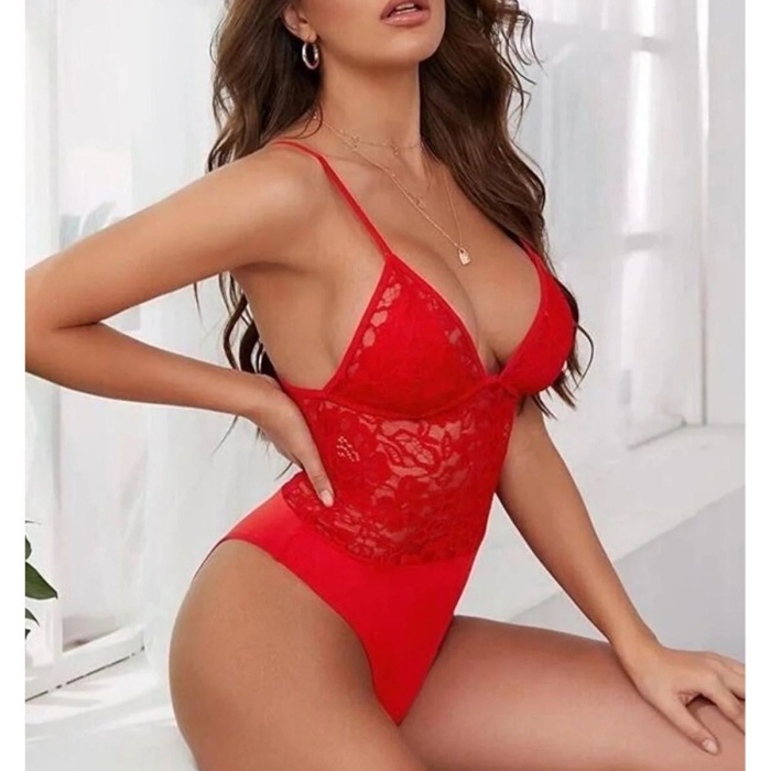 Kırmızı Gece Kıyafeti Gecelik Seksi Erotik Babydoll