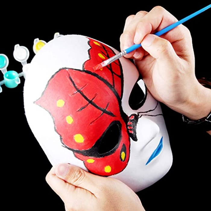 Beyaz Renk Boyanabilir Anonim Tam Yüz Cosplay Maske 24x18 cm (4172)