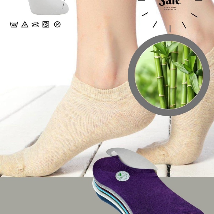 Çok Rekli 7 Li Bambu Topuk Burun Dikişsiz Takviyeli Kadın Sneakers Çorap 1005-çokrekli-7li
