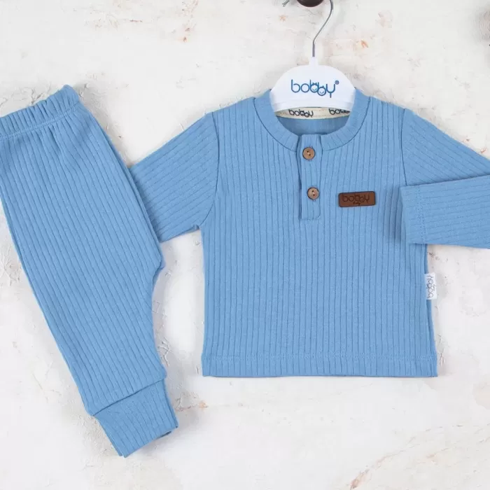 Çizgili Kumaş % 100 Pamuk 2li Unisex Takım