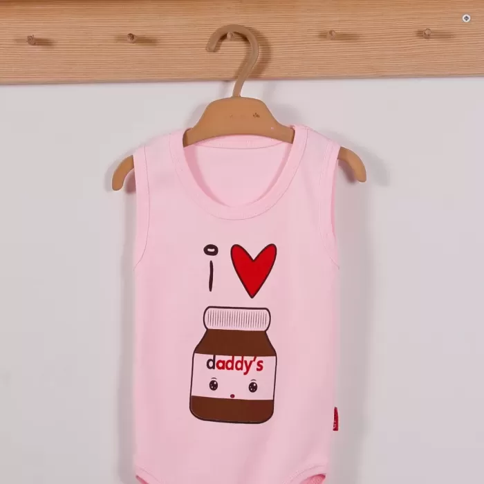 Pembe Daddys Cikolata Desenli Askılı Unisex Body