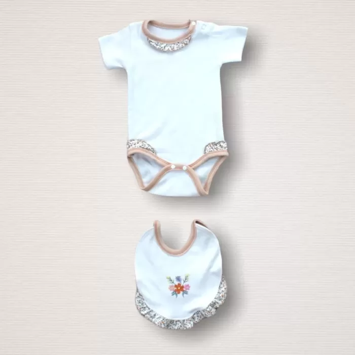 Erguvan Taç Nakışlı %100 Cotton Antibakteriyel Kız Bebek 10lu Zıbın Takımı Hastane Çıkışı
