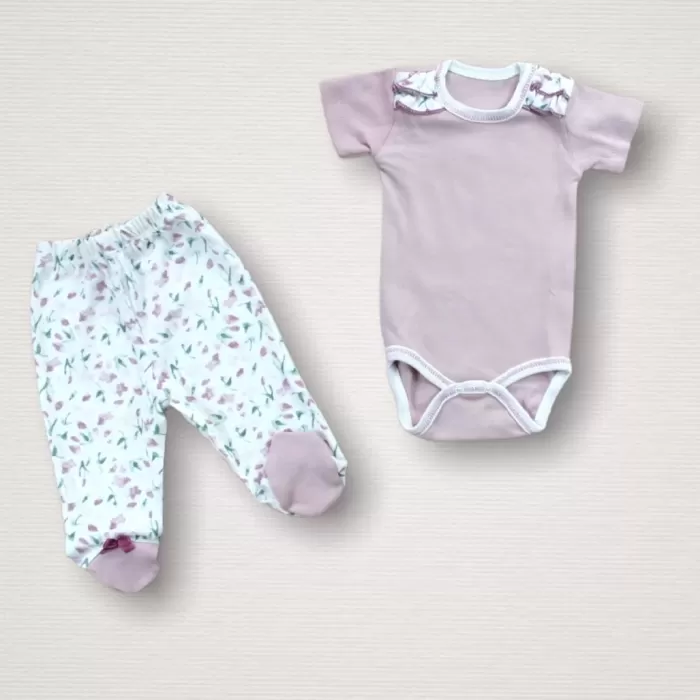 Bahar Çiçekleri Nakışlı %100 Cotton Antibakteriyel 10lu Zıbın Takımı Hastane Çıkışı