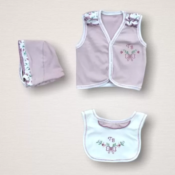 Bahar Çiçekleri Nakışlı %100 Cotton Antibakteriyel 10lu Zıbın Takımı Hastane Çıkışı