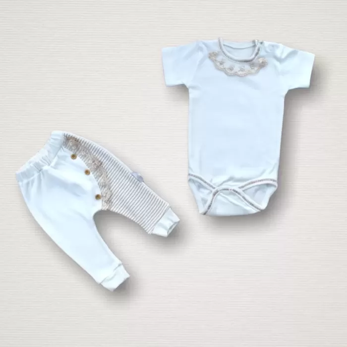 Minik Sincap Nakışlı %100 Cotton Antibakteriyel 10lu Zıbın Takımı Hastane Çıkışı