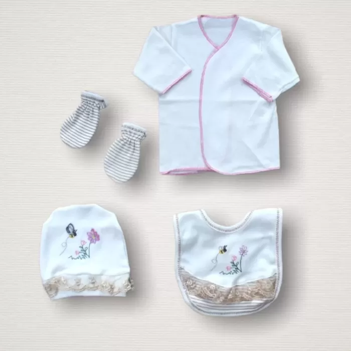 Minik Sincap Nakışlı %100 Cotton Antibakteriyel 10lu Zıbın Takımı Hastane Çıkışı