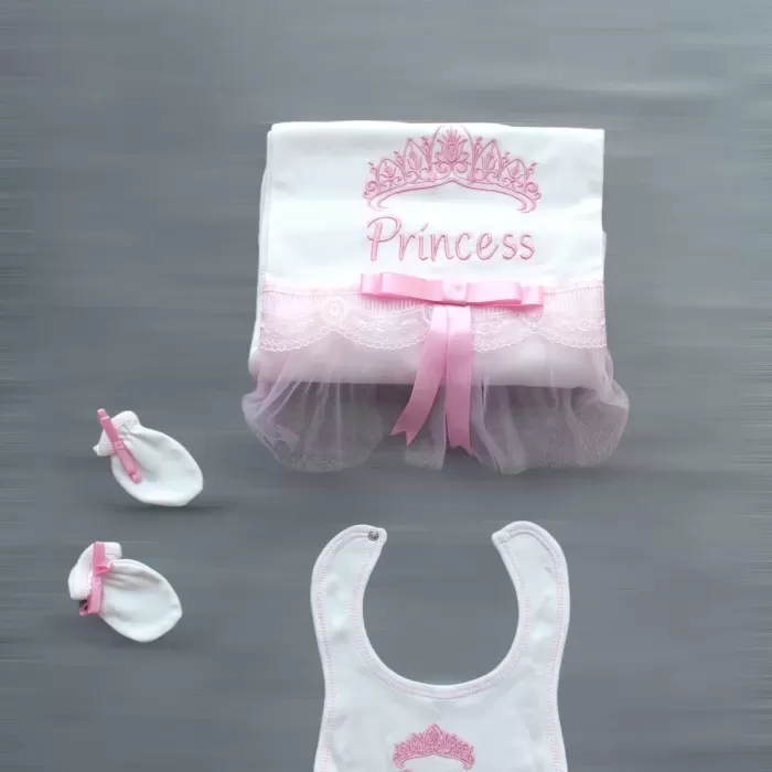 Taçlı Prensesim Nakışlı %100 Cotton Antibakteriyel 10lu Zıbın Takımı Hastane Çıkışı
