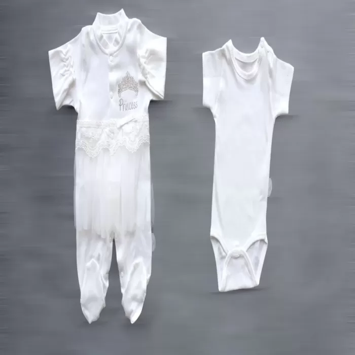 Taçlı Prensesim Nakışlı %100 Cotton Antibakteriyel 10lu Zıbın Takımı Hastane Çıkışı