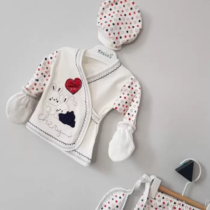 Erkek Bebek Kutulu Tavşan 5li Zıbın Seti