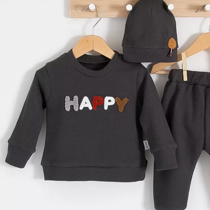 Happy Nakışlı 2li Pamuklu Erkek Bebek Takım