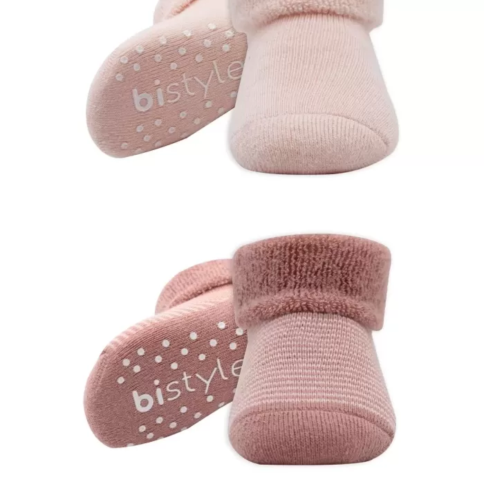 Çemberli Kaymaz Havlu Soket Çorap 2li Bs10503 Pudra Pembe