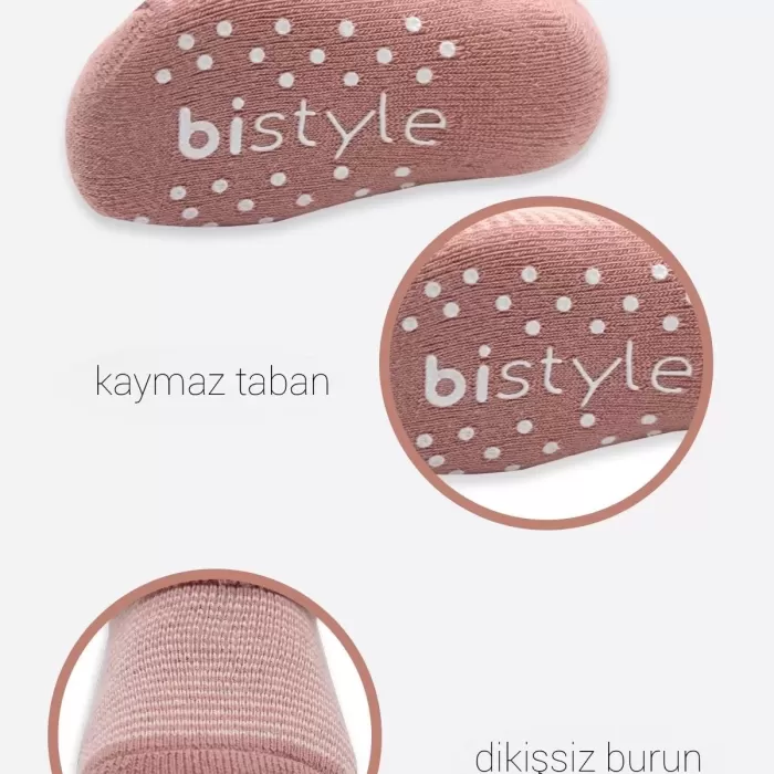 Çemberli Kaymaz Havlu Soket Çorap 2li Bs10503 Pudra Pembe