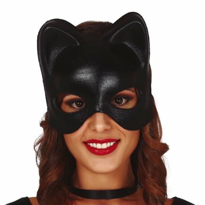 Siyah Deri Görünümlü Kedi Maskesi – Cosplay &amp;amp;amp; Maskeli Balo (4172)