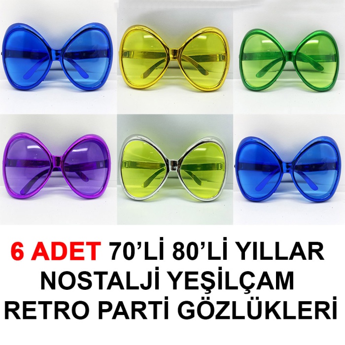 70li 80li Yıllar Nostalji Yeşilçam Retro Parti Gözlükleri 6 Adet (4172)