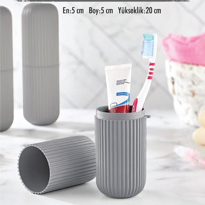Gri Seyahat Tipi Diş Fırçası & Aksesuar Kutusu & Çok Amaçlı Saklama Kabı
