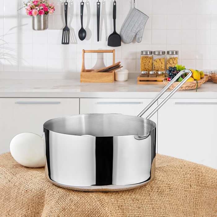 14 Cm Orta Boy Lüx Paslanmaz Çelik Sütlük & Sosluk & Kaçerola