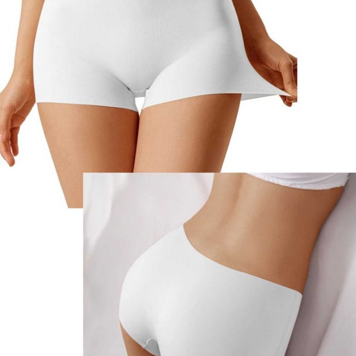 Kadın Dikişsiz Görünmez İz Yapmaz Mini Şort Boxer Beyaz