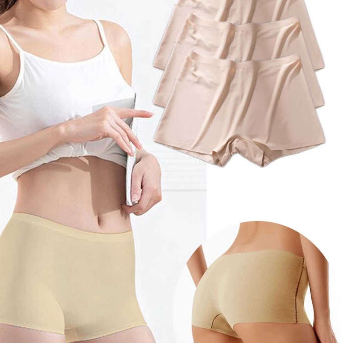 3 Adet Kadın Dikişsiz Görünmez İz Yapmaz Mini Şort Boxer Ten