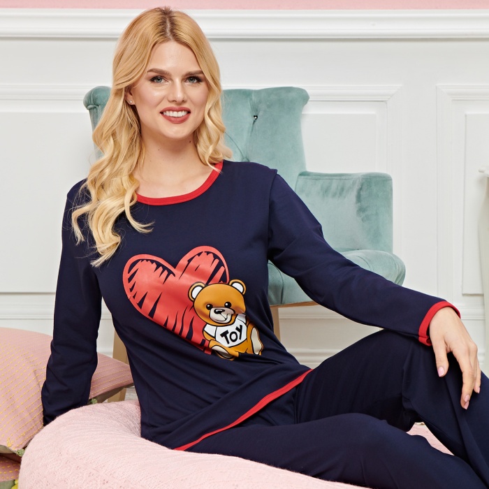 Bayan Uzun Kollu Pijama Takımı Model no 7600