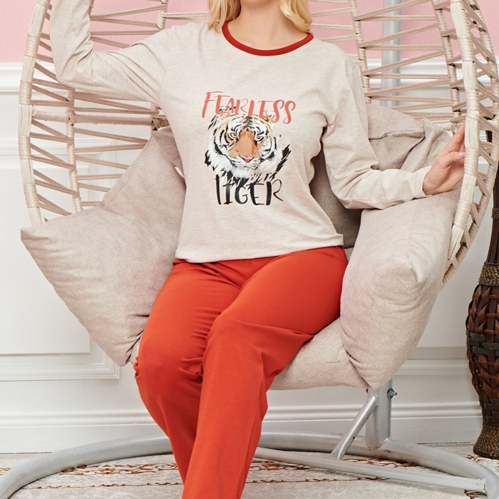 Bayan Uzun Kollu Pijama Takımı Model no 7591