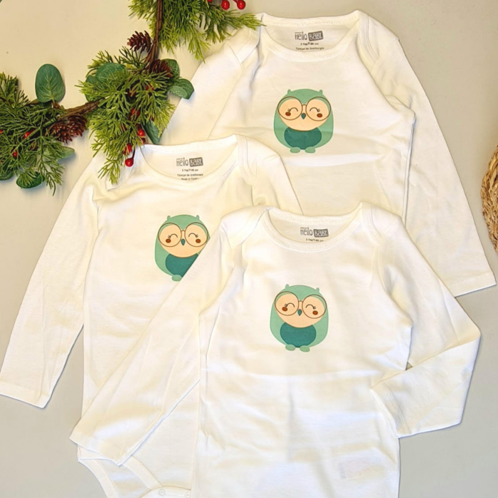 HelloBaby 3 Adet Uzun Kollu Bebek Çıtçıtlı Body Çocuk Zıbın  %100 Pamuk