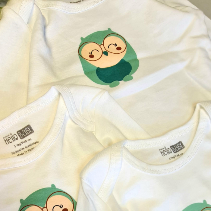 HelloBaby 3 Adet Uzun Kollu Bebek Çıtçıtlı Body Çocuk Zıbın  %100 Pamuk
