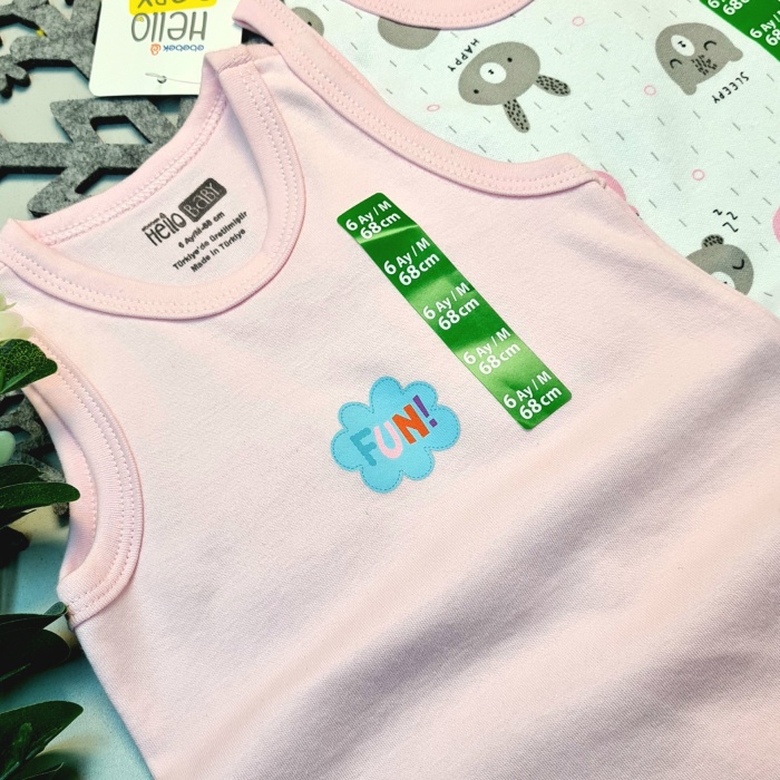 Kız Bebek Pembe  Hello Baby Yazlık Kolsuz Çıtçtıtlı Body Tulum 2 Adet