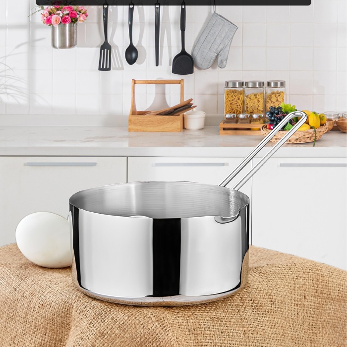 16 Cm Büyük Boy Lüx Paslanmaz Çelik Sütlük & Sosluk & Kaçerola