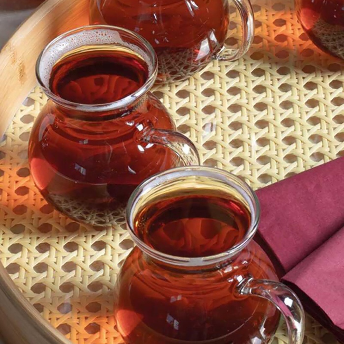 6lı Keyfi Ala Borosilikat Cam Kulplu Çay Bardağı