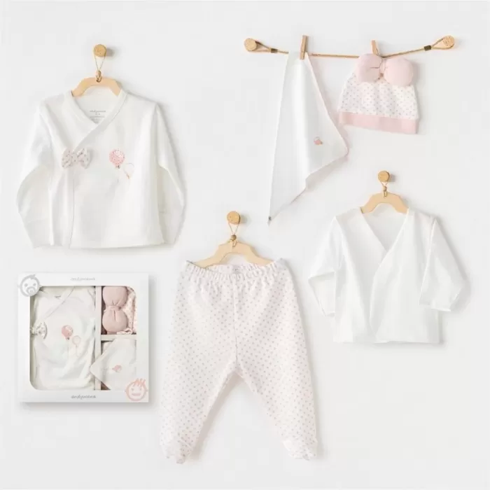 Andywawa Ac25550 Newborn Set Pınk Baloons 5li Hastane Çıkışı Ekru