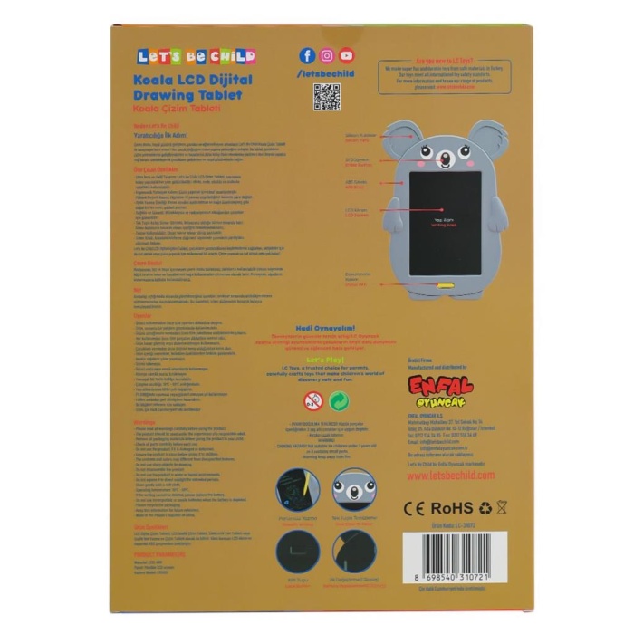 Nessiworld LC-31072 Koala Çizim Tableti 8.5 inç -Lets be Child