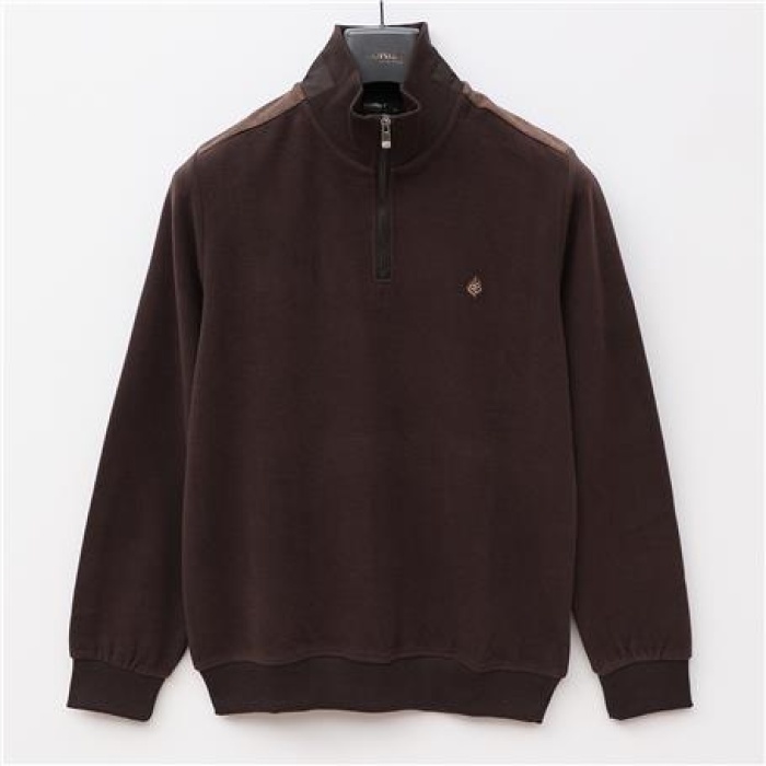 Uzun Kol Yarı Fermuarlı Erkek Sweat - PPS-4205 - Kahverengi