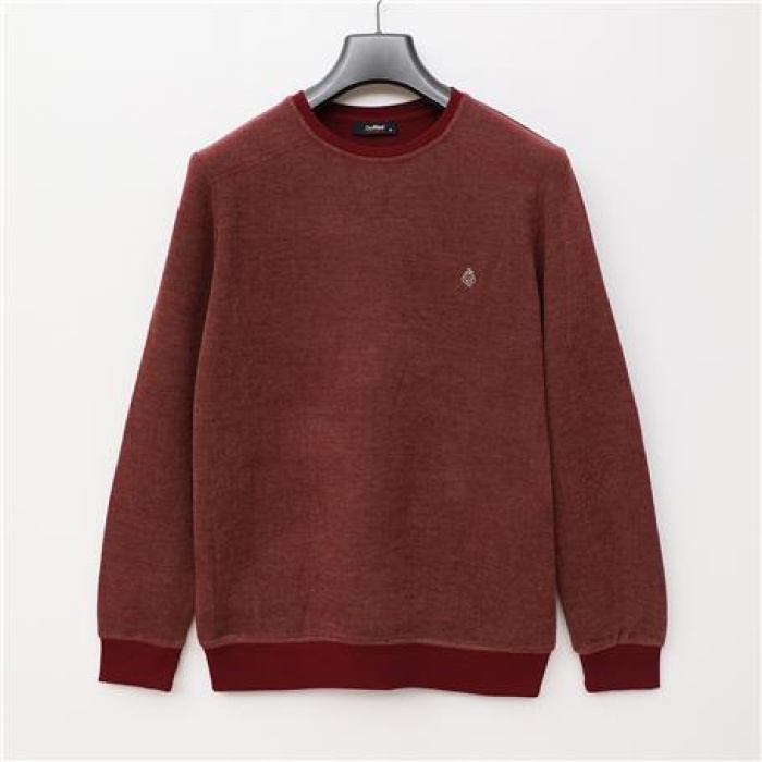Erkek Uzun Kol Bisiklet Yaka Sweat - DIK-3701 - Bordo