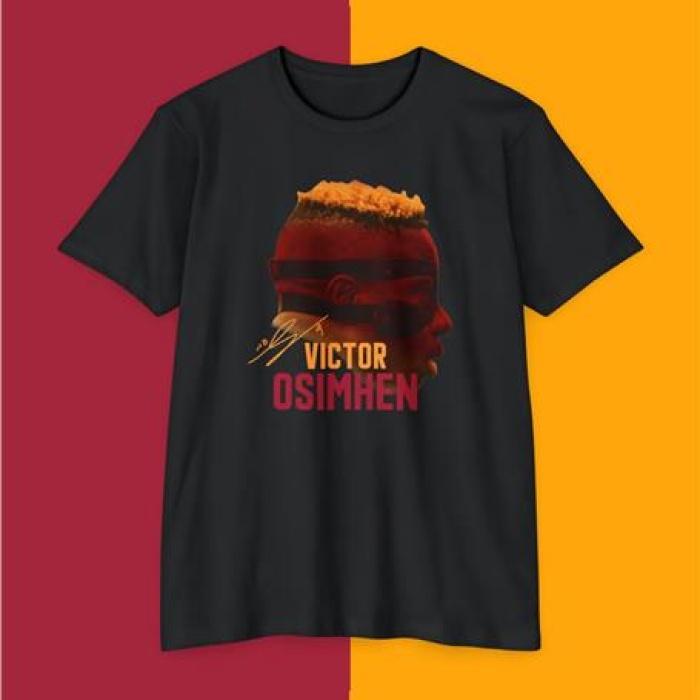 Victor 0Simhen Portreli Maske Baskılı Tişört / T-Shirt Gaıasaray- TYC12356E24CF32000 - Siyah