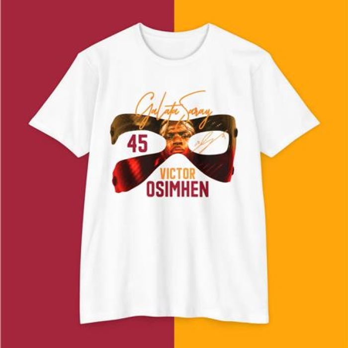 Victor 0Simhen MaskeLi Baskı Tişört / T-Shirt Gaıatsaray- osim0001 - Beyaz