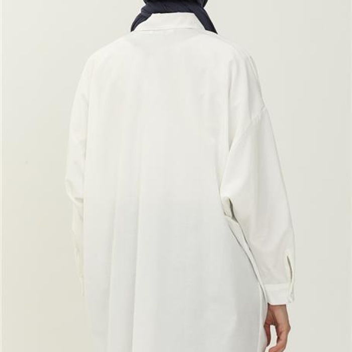Sade Basic Ovesize Gömlek - 70001 - Ekru