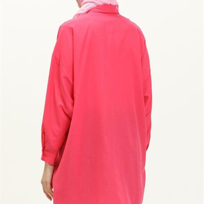 Sade Basic Ovesize Gömlek - 70001 - Fuşya