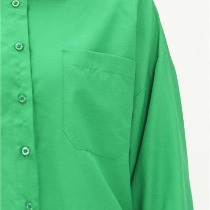 Sade Basic Ovesize Gömlek - 70001 - Benetton Yeşil